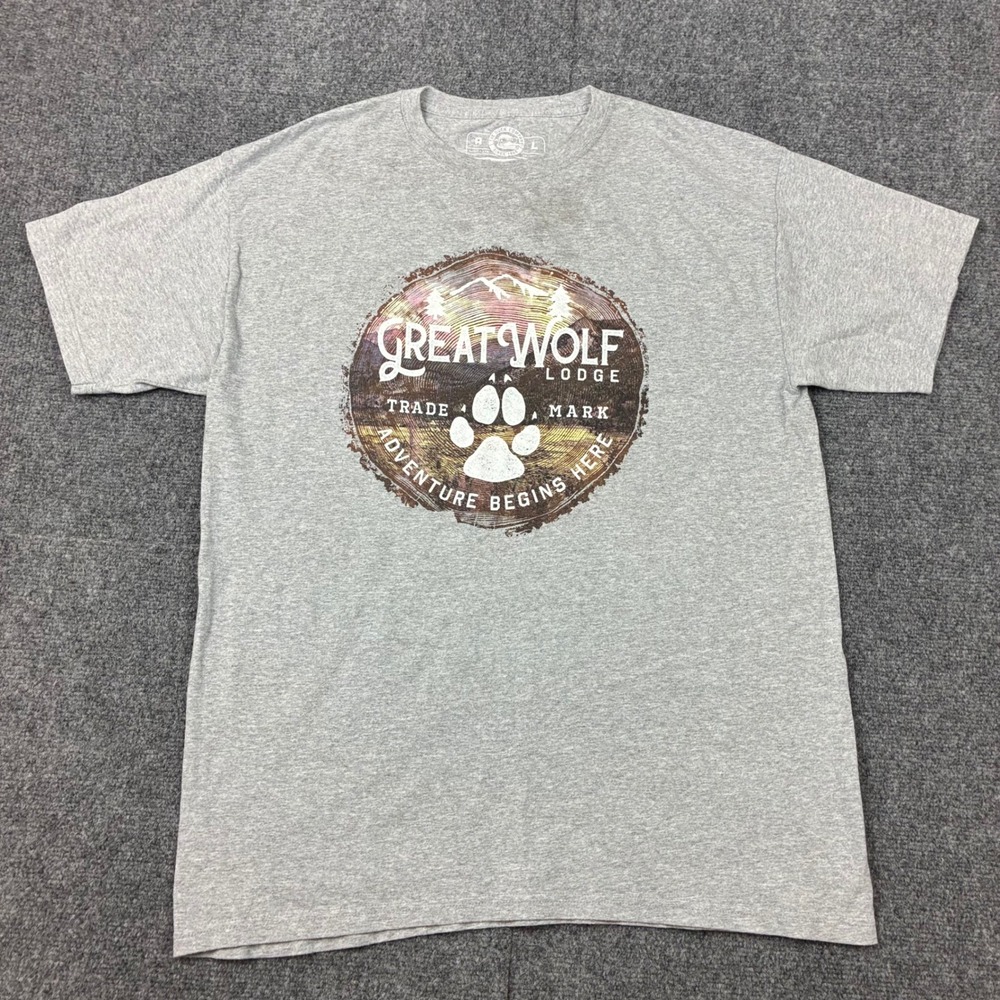 Great Wolf Lodge Mens Large Gray Graphic T-Shirt Adventure Begins Here Reduck Co